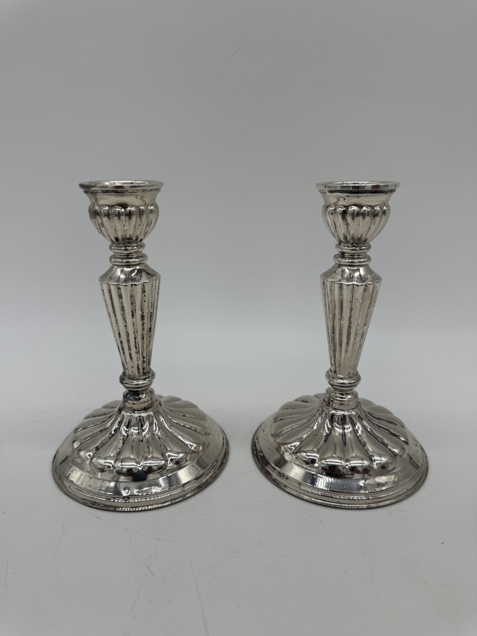 Pareja candelabros plata Pedro Durán